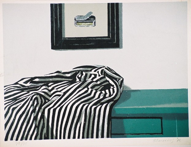 Κανακάκης Λευτέρης (1934-1985), Πανί, 1976, έγχρωμη λιθογραφία, 51,5 x 70 εκ. 75/75, Πινακοθήκη Χαρακτικής Δήμου Ζίτσας.