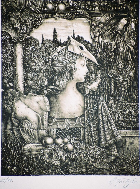 Πανταλέων Θόδωρος (1945), Σύνθεση, λιθογραφία, 30 x 23,5 εκ., 67/99, ΠΙνακοθήκη Χαρακτικής Δήμου Ζίτσας.