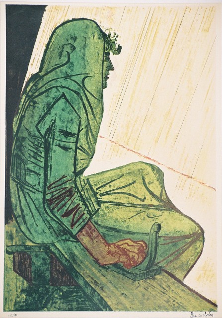 Σεμερτζίδης Βάλιας (1911-1983), Υφάντρα, έγχρωμη μεταξοτυπία, 67,5 x 46,5 εκ., 135/180, Πινακοθήκη Χαρακτικής Δήμου Ζίτσας.