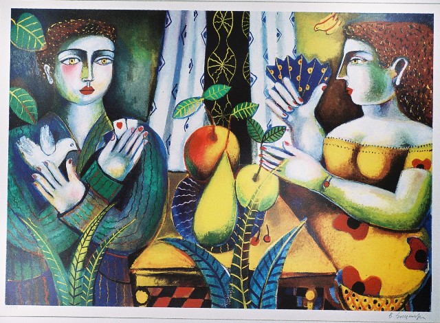 Σπεράντζας Βασίλης (1938), Τα φρούτα, 1991, δοκίμιο έγχρωμης μεταξοτυπίας, 49 x 70 εκ. Δοκίμιο 2/9, Πινακοθήκη Χαρακτικής Δήμου Ζίτσας.