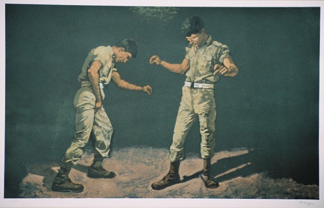 Τσαρούχης Γιάννης (1910-1989), Ζεϊμπέκικο, έγχρωμη μεταξοτυπία, 49 x 80 εκ., 36/190, Πινακοθήκη Χαρακτικής Δήμου Ζίτσας.