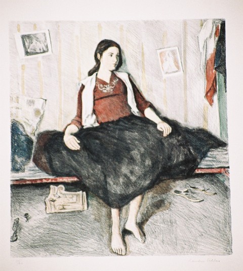 Άλας Λάμπρος (1927), Γυναίκα, έγχρωμη λιθογραφία, 44 x 40,2 εκ., 33/60, Πινακοθήκη Χαρακτικής Δήμου Ζίτσας.