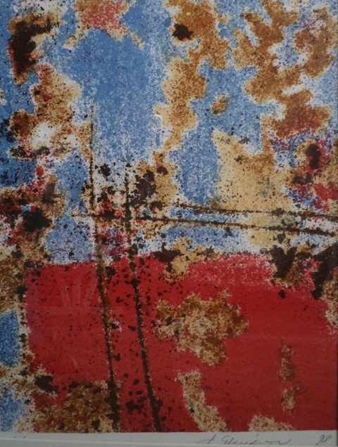 Στεφάνου Τάκης (1945), Συνάντηση, 1998, έγχρωμη λιθογραφία, 41 x 31,5 εκ., Πινακοθήκη Χαρακτικής Δήμου Ζίτσας.